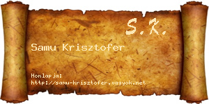 Samu Krisztofer névjegykártya